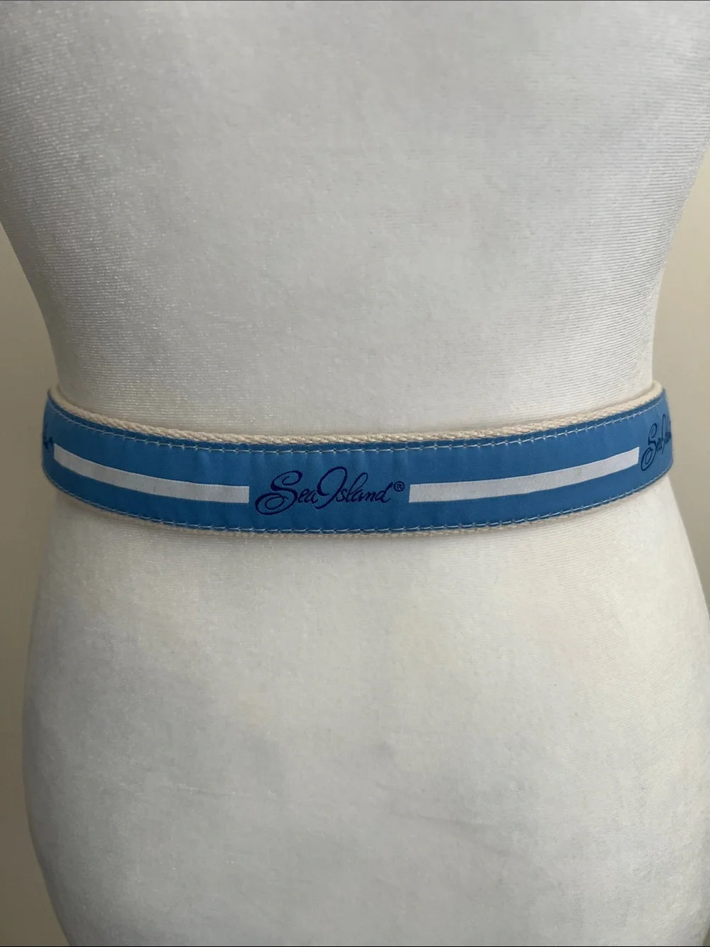 Youth, Sea Island, belt, blue and white size 28 ribbon belt